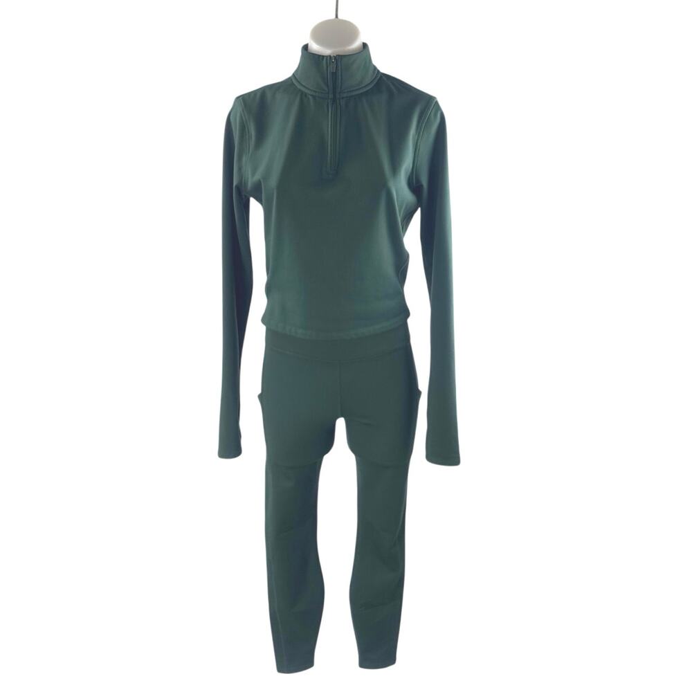 NEW Fabletics Cold Weather Green sLIM Yoga Gym Workout Athletic Activewear Set S